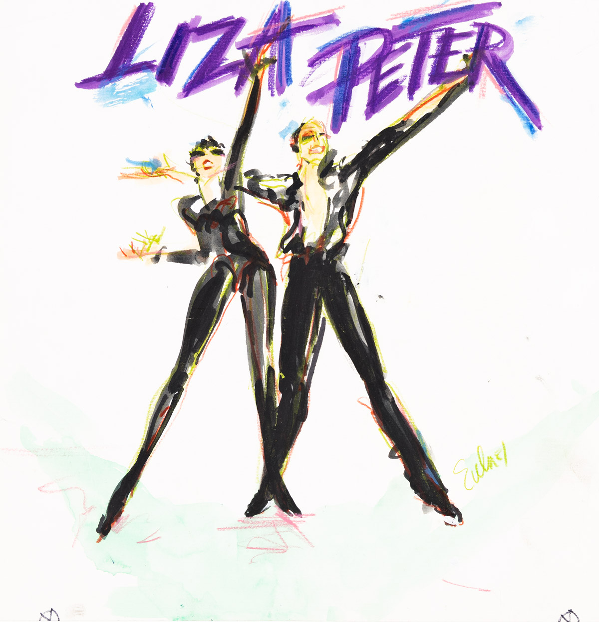 JOE EULA (1925-2004) Lizas Back! Portfolio of drawings of Liza Minnelli from her live album from 2002.